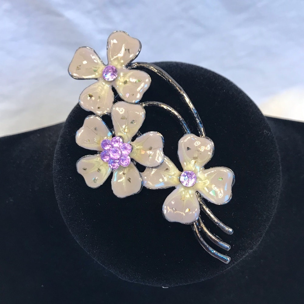 Enameled Floral Brooch Lapel Pin